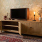 MAGNOLIOUS RUSTIC 4 DOORS TV/ENTERTAINMENT UNIT IN SOLID OAK - MyChocolateWood