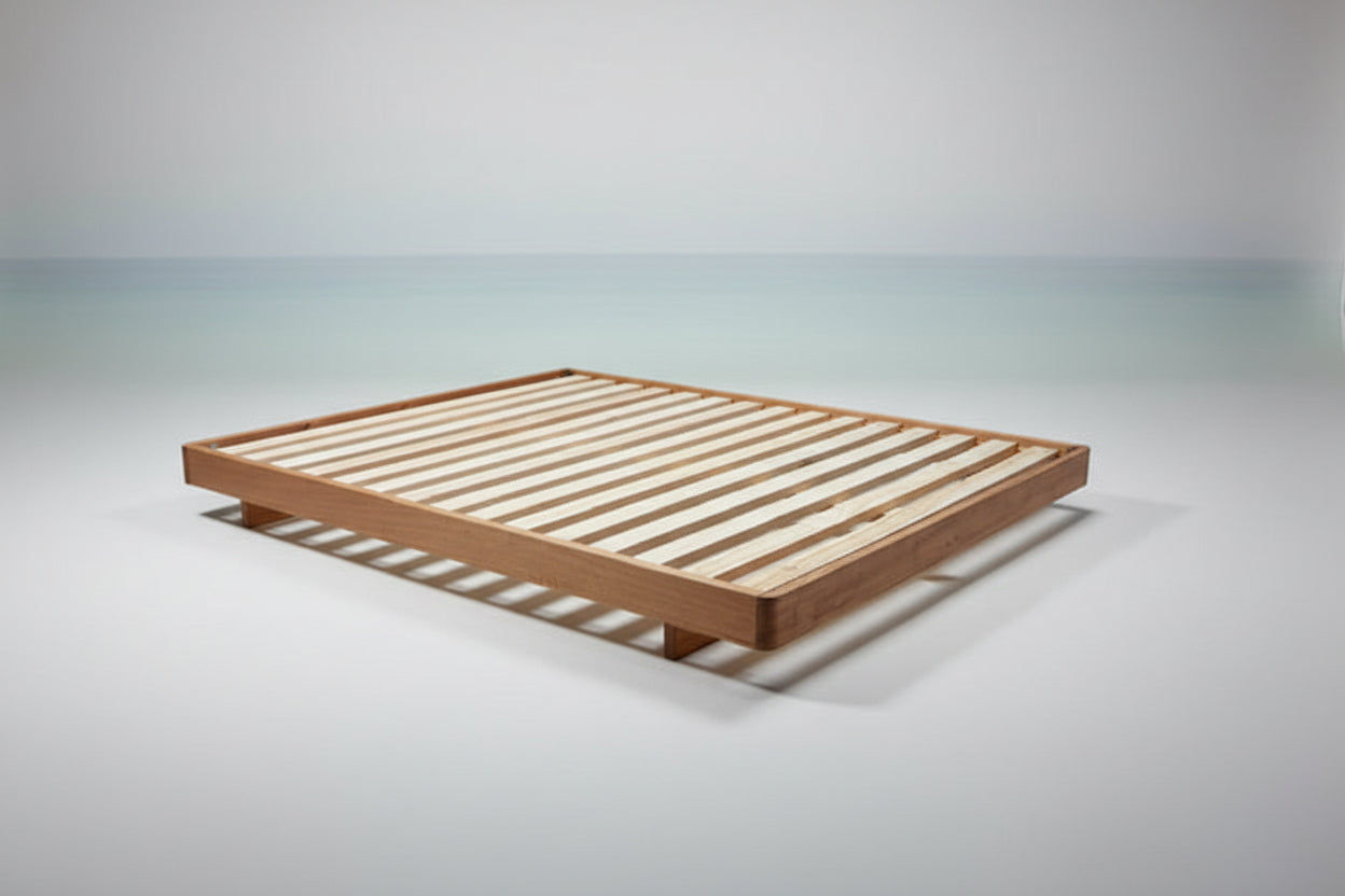 MALANYA SOLID VIC ASH BED WITH CURVED EDGES & FLOATING LEGS WITH DANISH OIL - MADE TO ORDER (Copy)