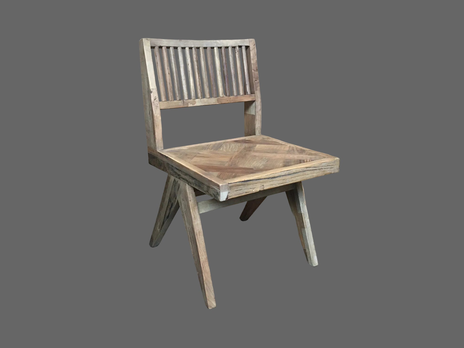 MORO RECLAIMED ELM DINING CHAIR PARQUETRY PATTERNED SEAT - MyChocolateWood