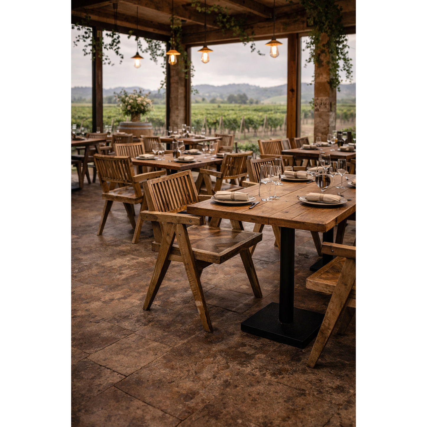 MORO RECLAIMED ELM CARVER DINING CHAIR PARQUETRY PATTERN ON SEAT