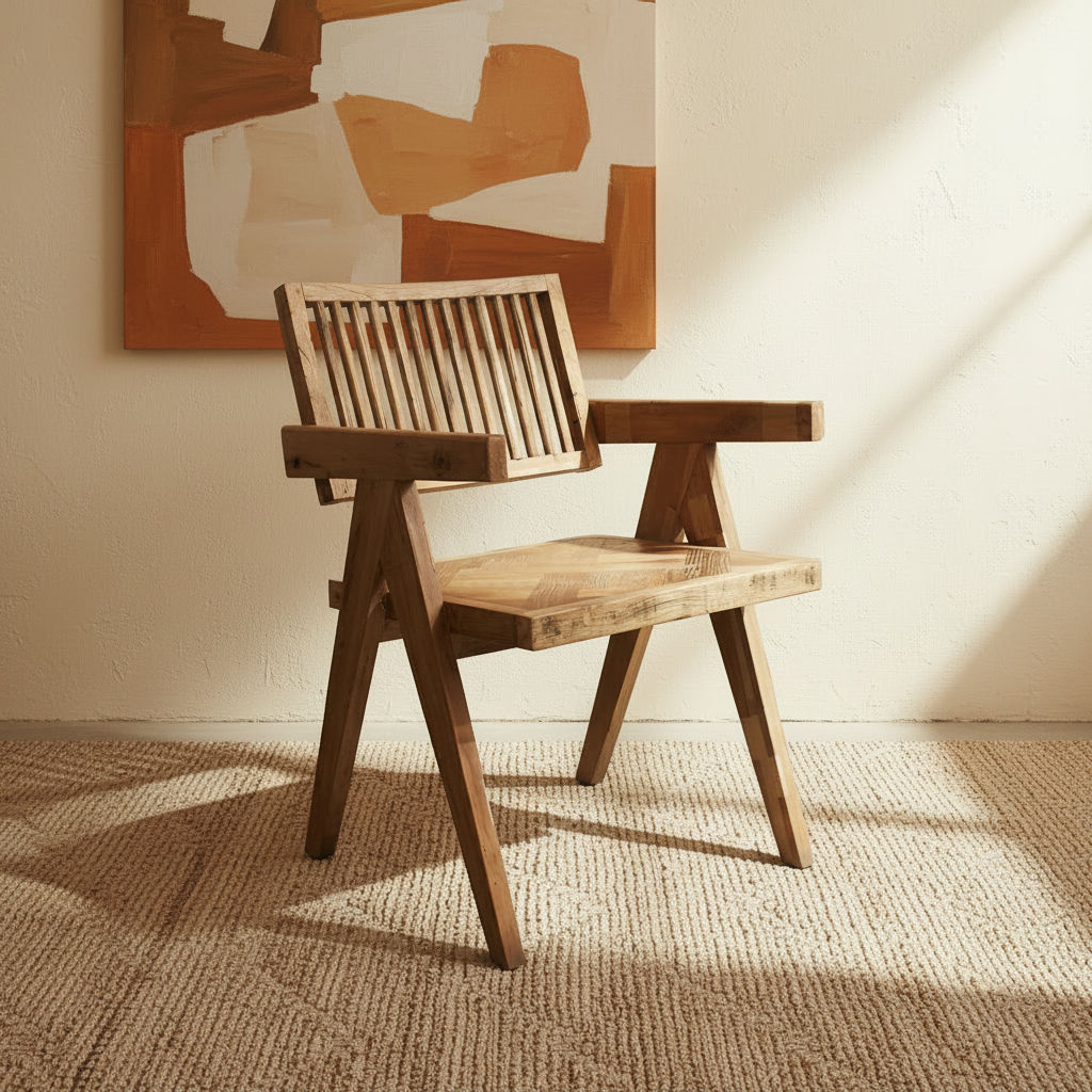 MORO RECLAIMED ELM CARVER DINING CHAIR PARQUETRY PATTERN ON SEAT - MyChocolateWood