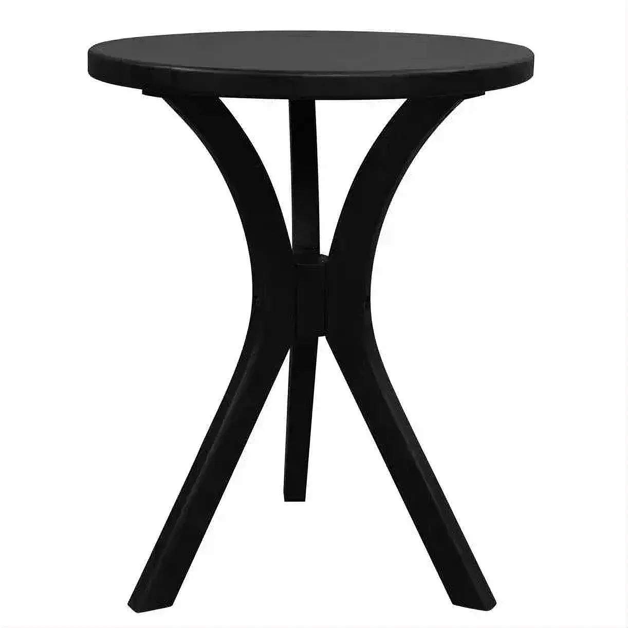 Gatsby Solid Mindi Timber Round Side Table / Lamp Table Set in Black - Chocolate Wood