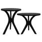 Gatsby Solid Mindi Timber Round Side Table / Lamp Table Set in Black - Chocolate Wood