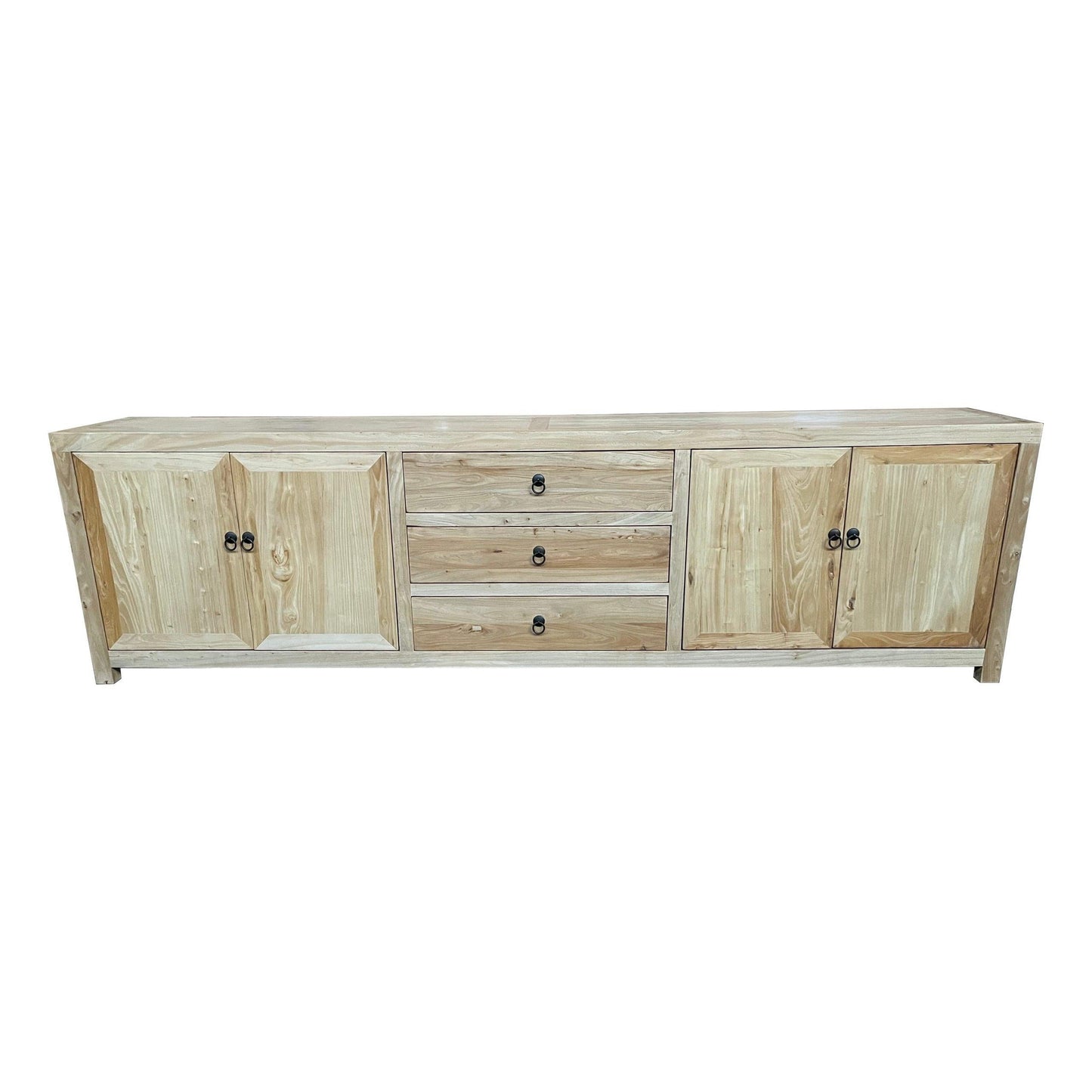 SHULI CHINESE ANTIQUE REPRODUCTION TALL 3 DRAWER 4 DOOR ENTERTAINMENT UNIT IN RECLAIMED ELM