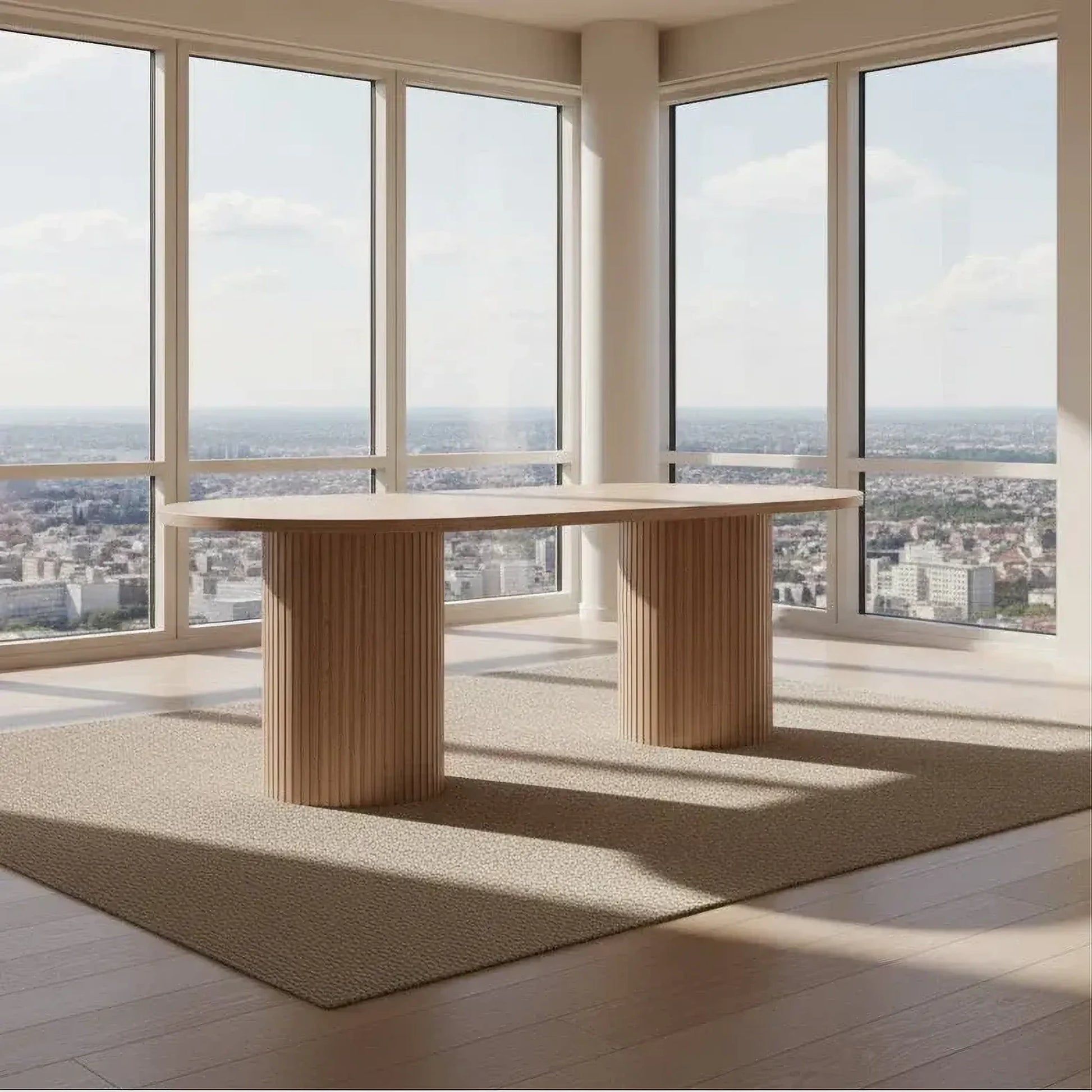 Mistral Ash Timber Oval Dining Table 240cm in Natural - Chocolate Wood