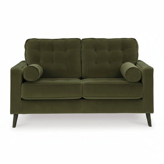 Flavia Fabric 2 seater Sofa Chaise/Loveseat  - Green Velvet