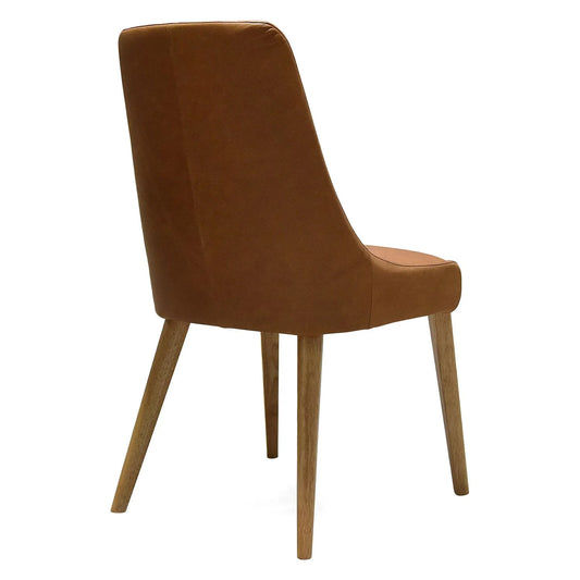RONIN VINTAGE LEATHER DINING CHAIR - SOLID TIMBER FRAME - NATURAL/TAN - MyChocolateWood