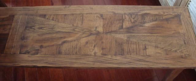 LENNON RUSTIC PROVINCIAL RECYCLED ELM BENCH PARQUETRY TOP - 3 SIZES - MyChocolateWood