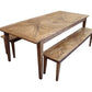 LENNON RUSTIC PROVINCIAL RECYCLED ELM BENCH PARQUETRY TOP - 3 SIZES - MyChocolateWood