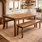 LENNON RUSTIC PROVINCIAL RECYCLED ELM PARQUETRY 3 PIECE BENCH DINING SET - 3 SIZES - MyChocolateWood
