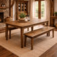 LENNON RUSTIC PROVINCIAL RECYCLED ELM PARQUETRY 3 PIECE BENCH DINING SET - 3 SIZES - MyChocolateWood