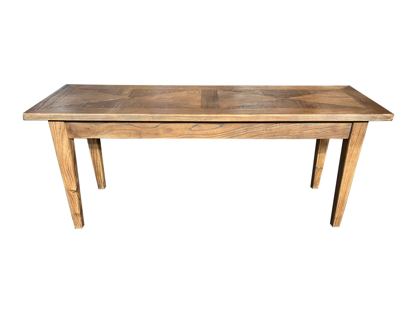 LENNON RUSTIC PROVINCIAL RECYCLED ELM BENCH PARQUETRY TOP - 3 SIZES - MyChocolateWood
