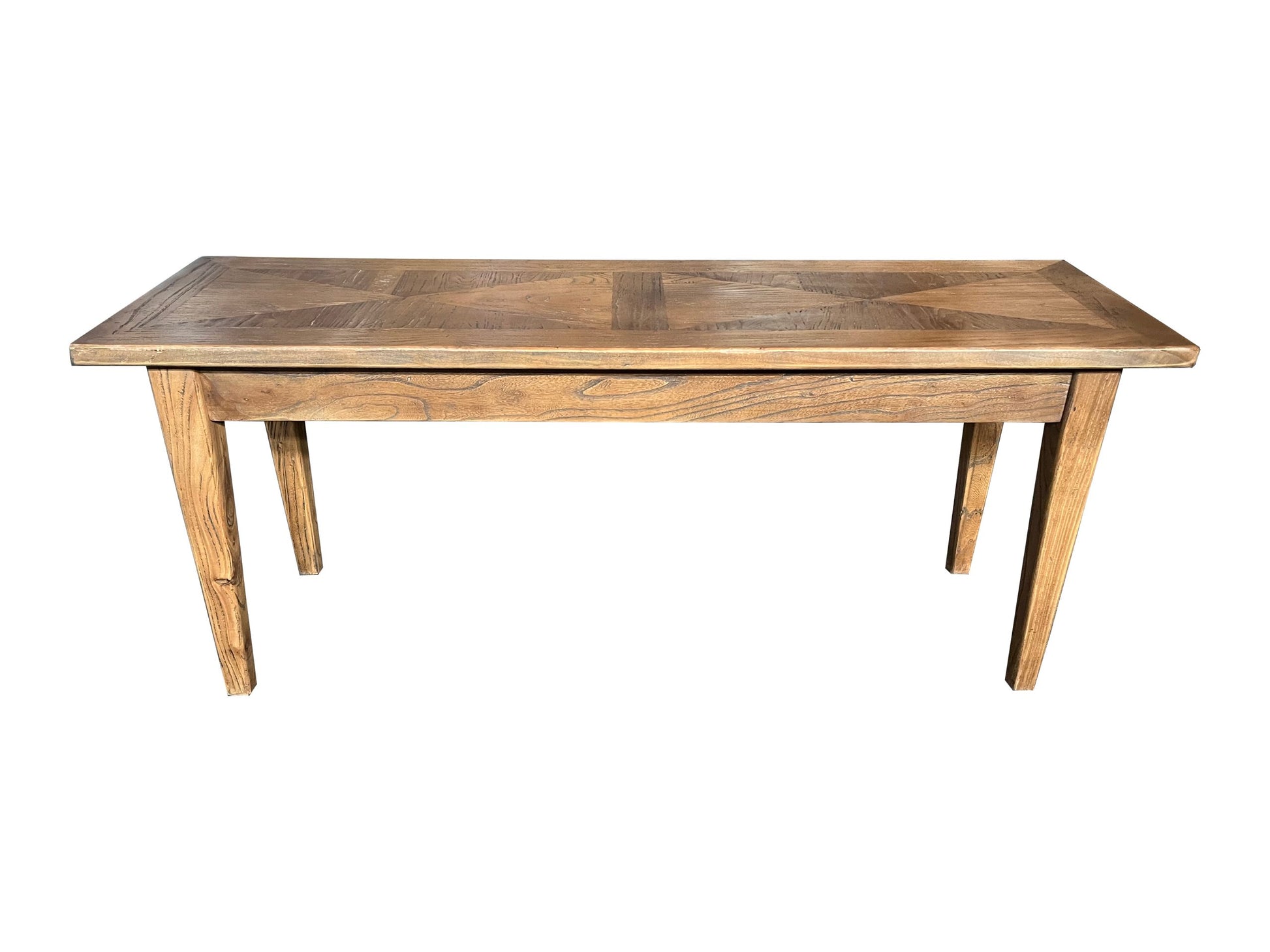 LENNON RUSTIC PROVINCIAL RECYCLED ELM BENCH PARQUETRY TOP - 3 SIZES - MyChocolateWood