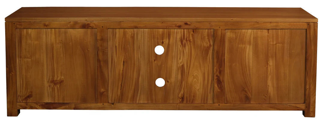 TANAKA SOLID MAHOGANY TV UNIT - 4 DRAWERS & 2 SHELVES IN LIGHT PECAN 200CM - MyChocolateWood