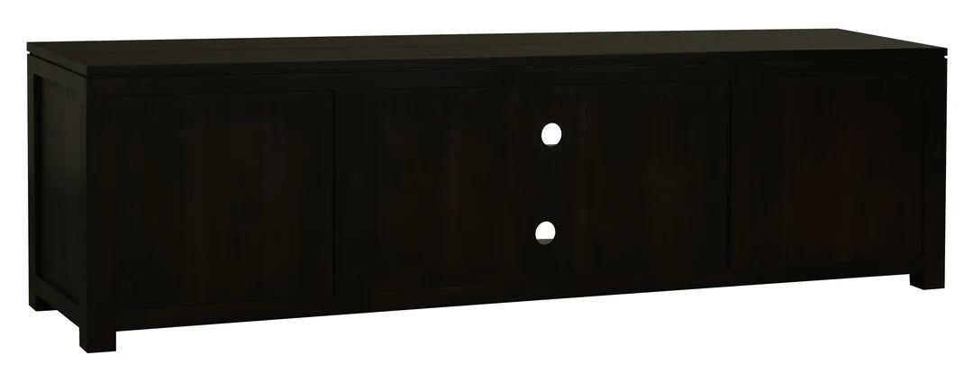 TANAKA SOLID MAHOGANY TV UNIT WITH 4 DRAWERS & 2 SHELVES IN CHOCOLATE 200CM - MyChocolateWood