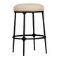 SOREN  BLACK KITCHEN STOOL - NATURAL LINEN TOP - MyChocolateWood