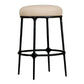 Soren Kitchen Stool with black frame and natural linen top