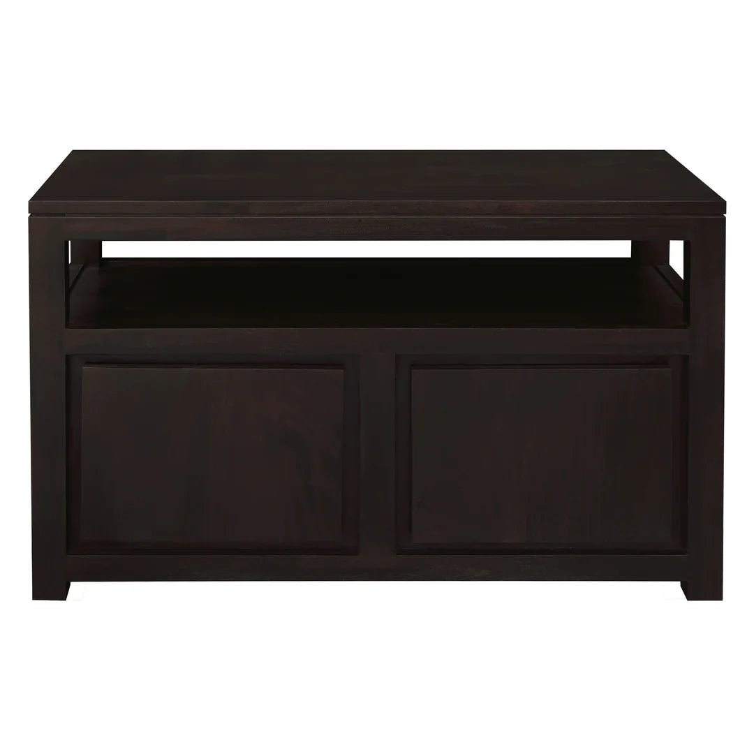 Tanaka Solid Mahogany Small TV Unit 97cm with 2 Doors in Chocolate - Chocolate Wood