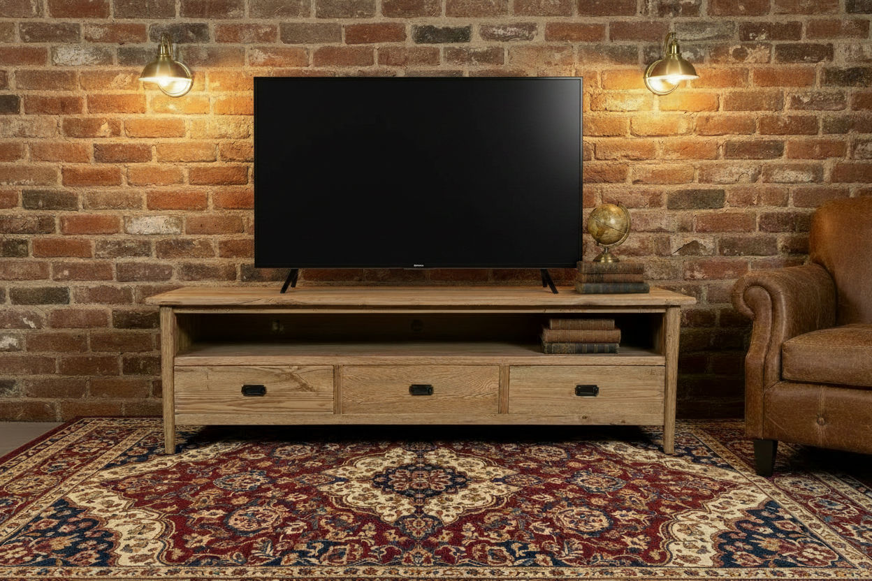FITAN SOLID OAK  3-DRAWER TELEVISION UNIT ETU NATURAL 180CM - MyChocolateWood