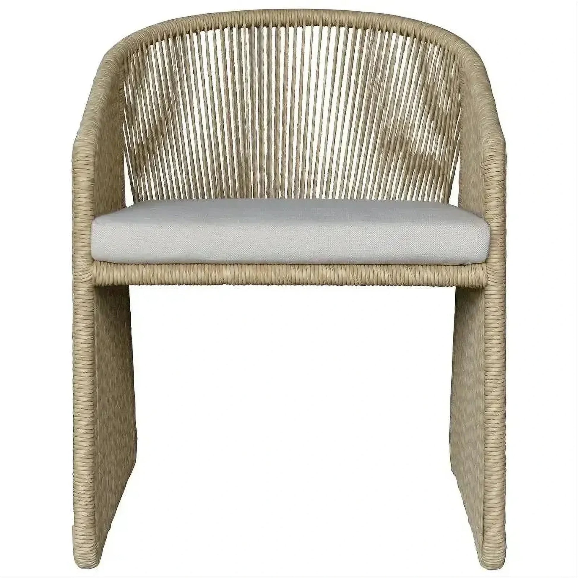 Dorven Wicker & Steel Outdoor Dining Chair in Natural & Cream