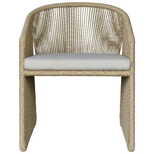Dorven Wicker & Steel Outdoor Dining Chair in Natural & Cream
