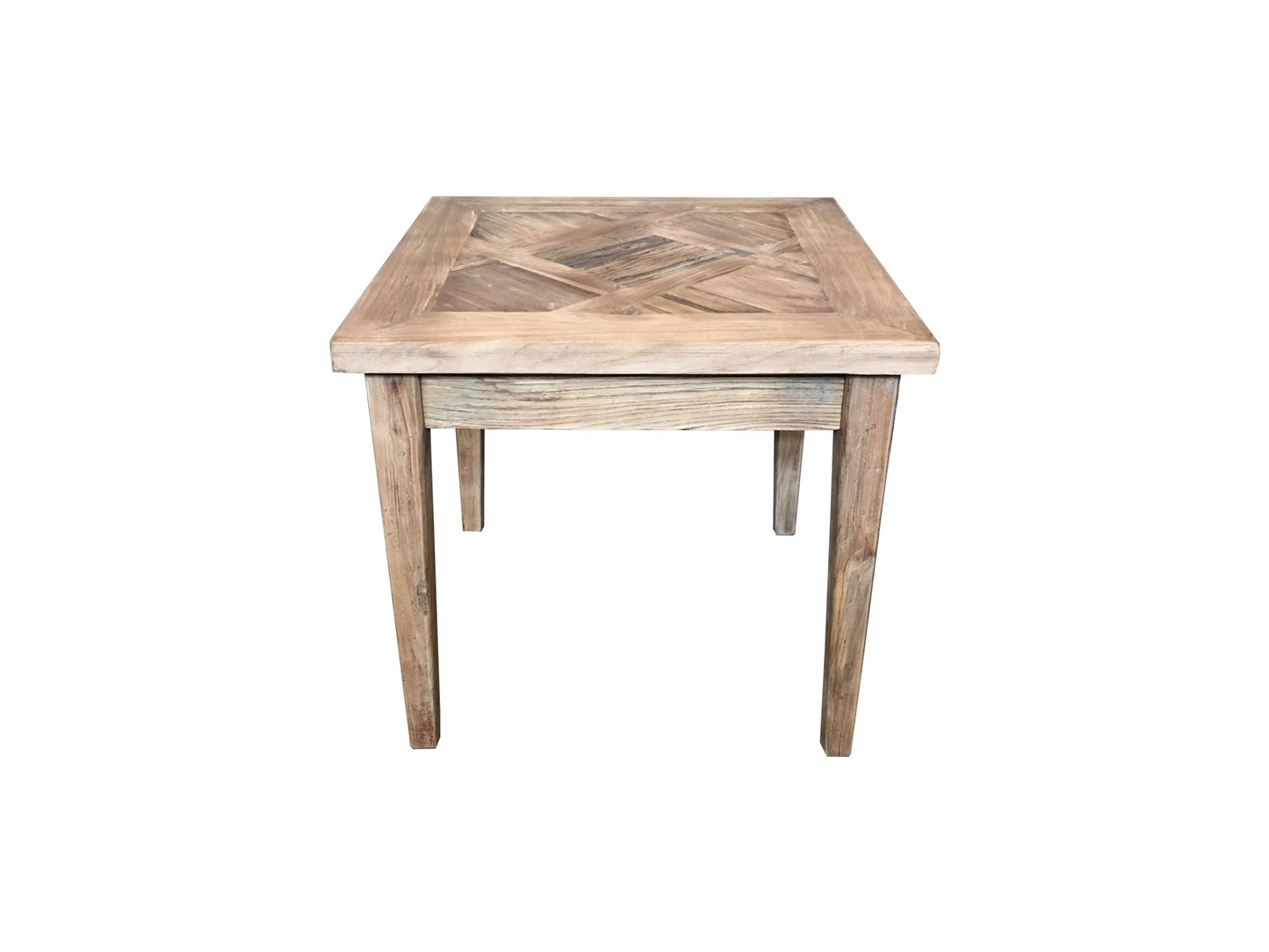 CASA RECYCLED ELM RUSTIC LAMP TALE/SIDE TABLE TABLE PARQUETRY TOP - MyChocolateWood