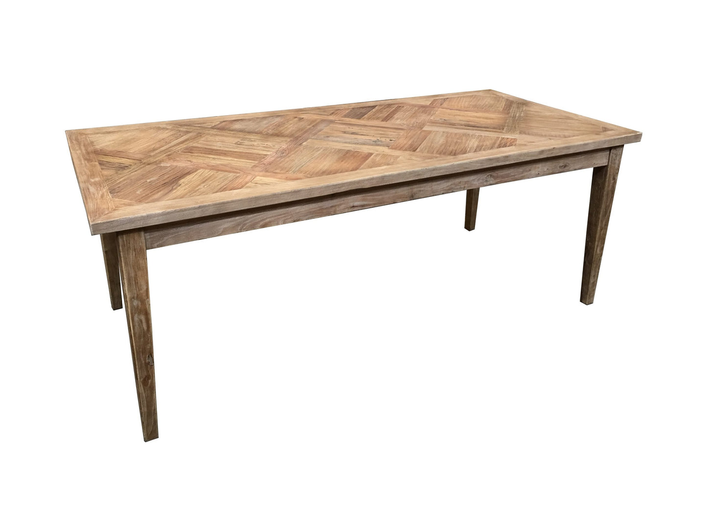 CASA RECYCLED ELM RUSTIC DINING TABLE PARQUETRY TOP - 2 SIZES - MyChocolateWood