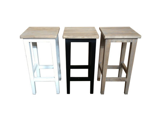 HAMPTON GREYWASHED OAK/BLACK LEG STOOL 45CM - MyChocolateWood