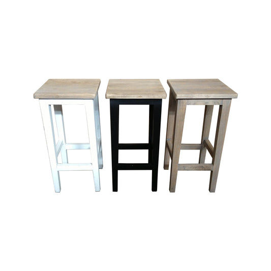 HAMPTON GREYWASHED OAK/BLACK LEG STOOL 45CM - MyChocolateWood