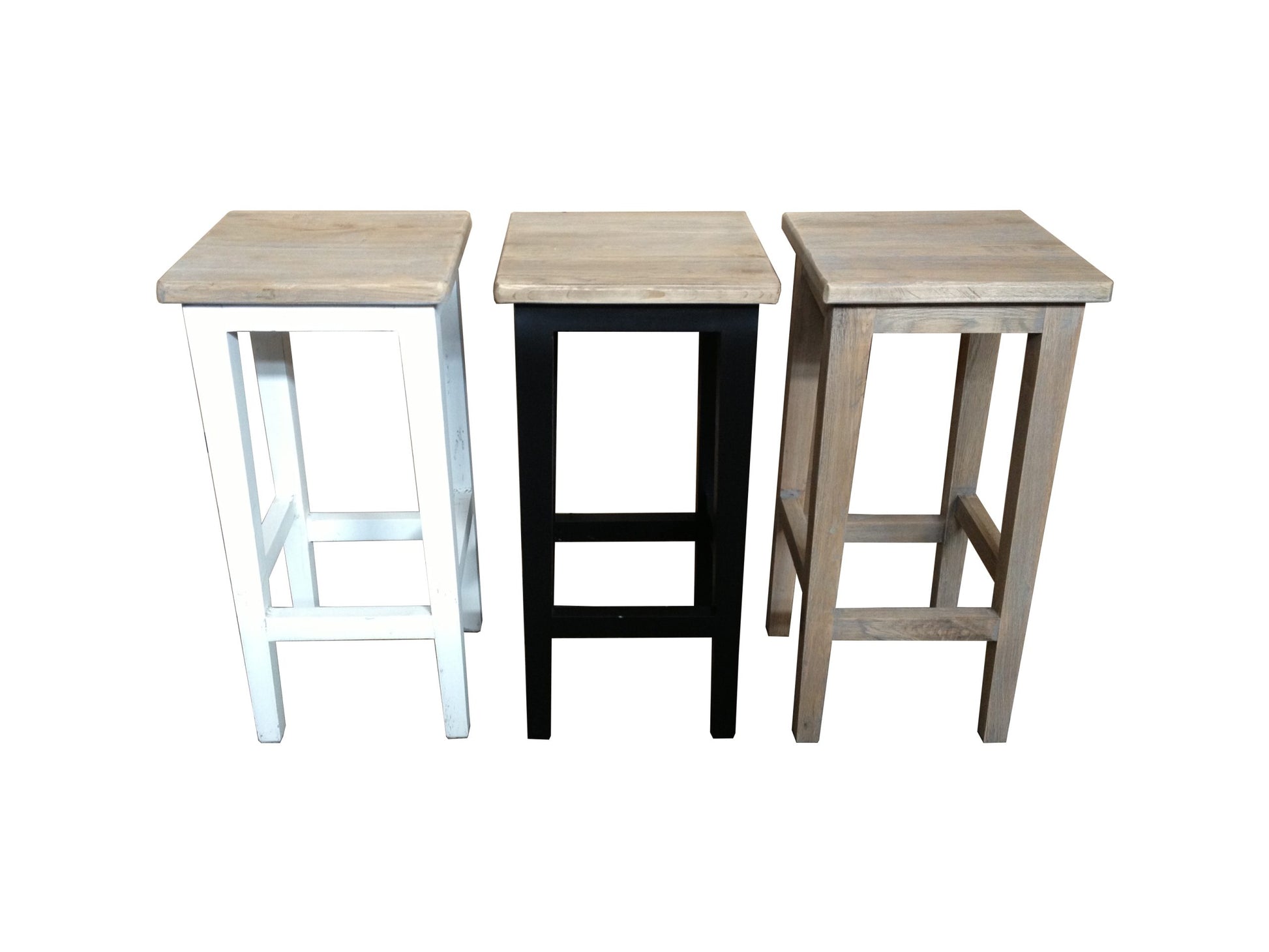 HAMPTON GREYWASHED OAK/BLACK LEG STOOL 45CM - MyChocolateWood