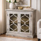 REINA GREYWASHED RECYCLED TIMBER/GLASS PANELS 2-DOOR CABINET CUPBOARD - MyChocolateWood