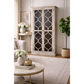 Reina Greywashed Recycled Timber 2-Door Bookcase Display Cabinet with Heritage Metal Panels - Chocolate Wood