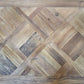 MORO RECYCLED ELM RUSTIC CONSOLE/HALL TABLE 2 DRAWERS PARQUETRY TOP 140CM - MyChocolateWood
