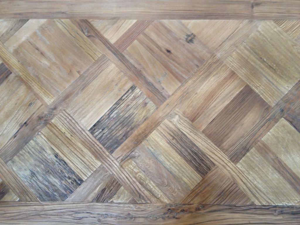 CASA RECYCLED ELM RUSTIC LAMP TALE/SIDE TABLE TABLE PARQUETRY TOP - MyChocolateWood