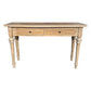 MORO RECYCLED ELM RUSTIC CONSOLE/HALL TABLE 2 DRAWERS PARQUETRY TOP 140CM - MyChocolateWood