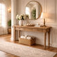MORO RECYCLED ELM RUSTIC CONSOLE/HALL TABLE 3 DRAWERS PARQUETRY TOP 180CM - MyChocolateWood