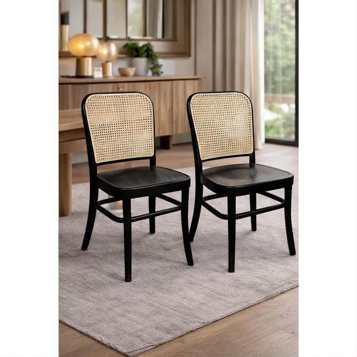 Phoenix Beechwood Dining Chair, Black Frame with Timber Seat - Chocolate Wood