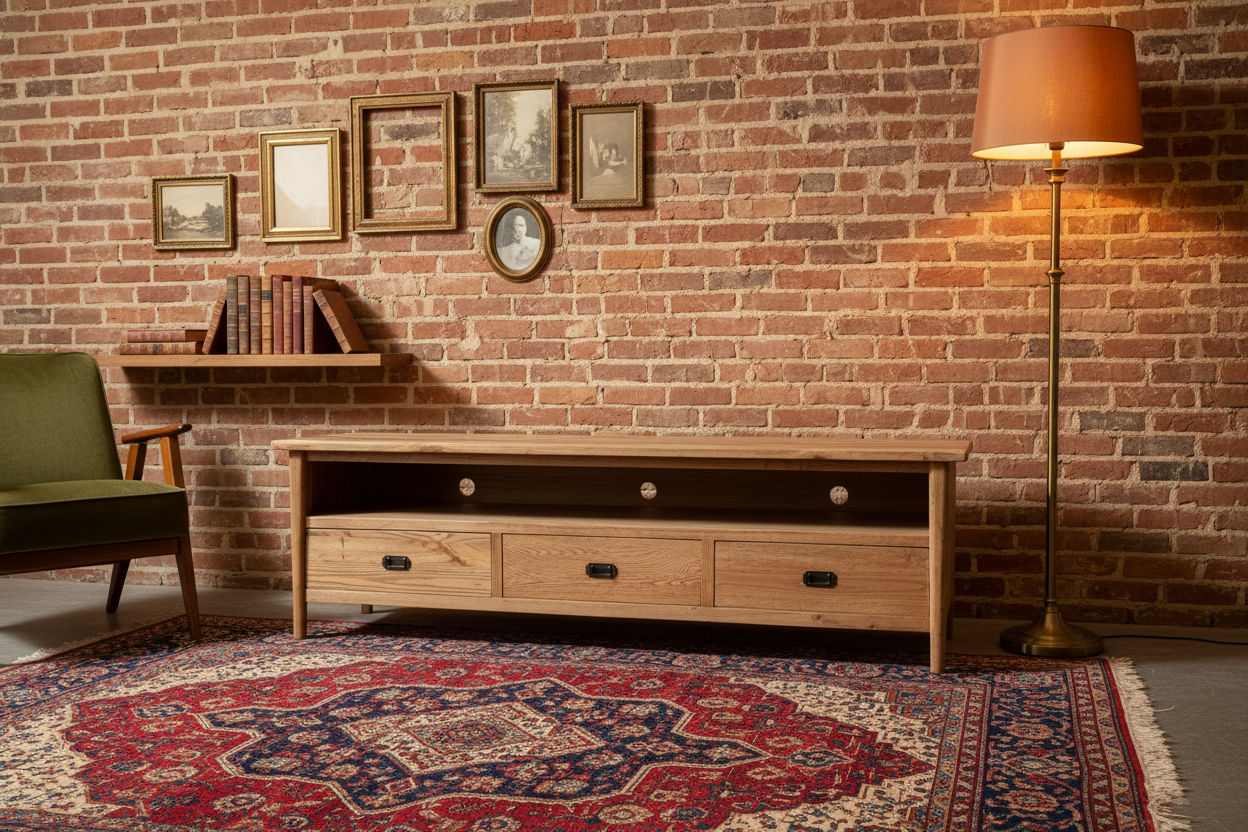FITAN SOLID OAK  3-DRAWER TELEVISION UNIT ETU NATURAL 180CM - MyChocolateWood