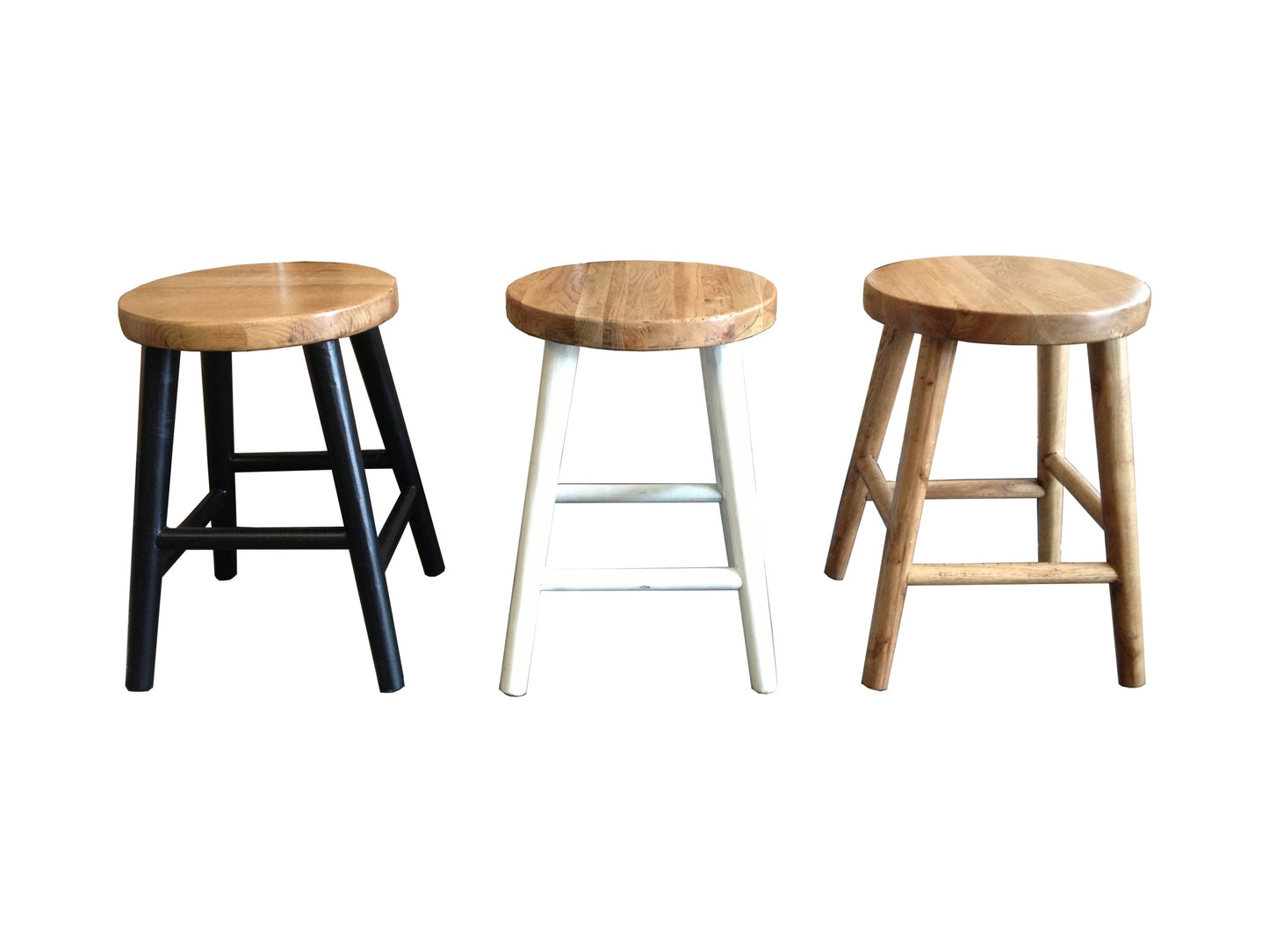 FITAN SOLID OAK STOOL NATURAL TOP/WHITE LEGS HEIGHT 45CM - MyChocolateWood