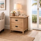 FITAN SOLID OAK 2-DRAWER BEDSIDE TABLE NATURAL - MyChocolateWood
