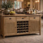 FITAN SOLID OAK SIDEBOARD/BUFFETW/ 20 BOTTLE WINE RACK 3 DRAWER 2-DOOR 180CM - MyChocolateWood