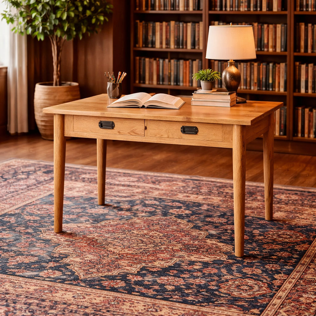 FITAN SOLID OAK 2-DRAWER DESK 120CM NATURAL - MyChocolateWood