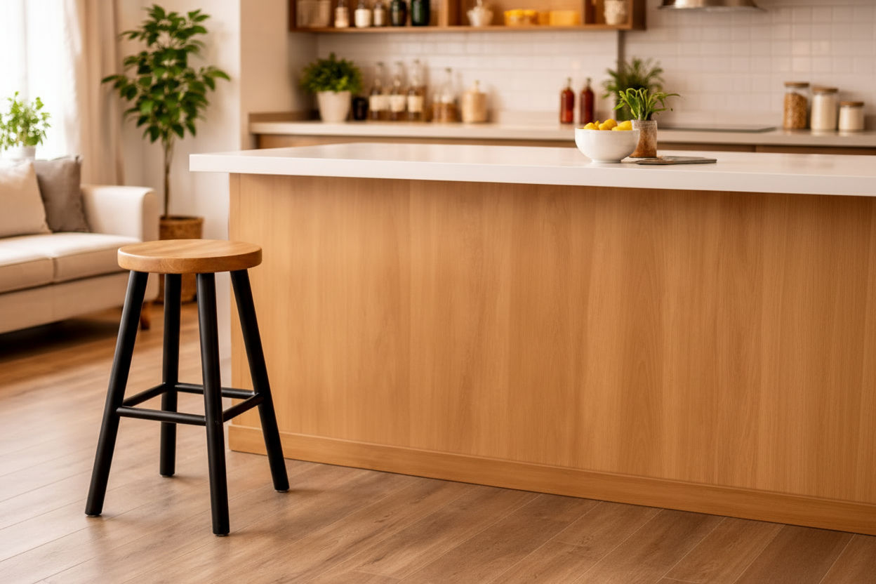 FITAN SOLID OAK STOOL NATURAL TOP/BLACK LEGS HEIGHT 65CM - MyChocolateWood