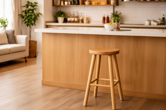 FITAN SOLID OAK STOOL NATURAL TOP/NATURAL LEGS HEIGHT 65CM - MyChocolateWood