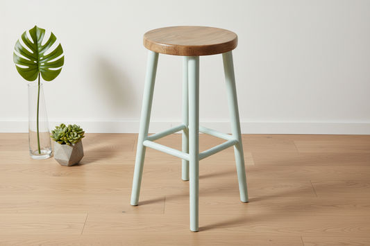 FITAN SOLID OAK STOOL NATURAL TOP/WHITE LEGS HEIGHT 65CM - MyChocolateWood