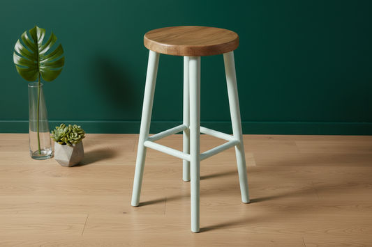 FITAN SOLID OAK STOOL NATURAL TOP/WHITE LEGS HEIGHT 65CM - MyChocolateWood