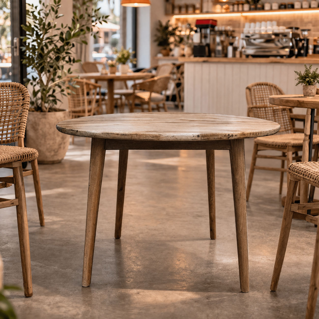 FITAN SOLID OAK ROUND DINING TABLE 120CM NATURAL - MyChocolateWood