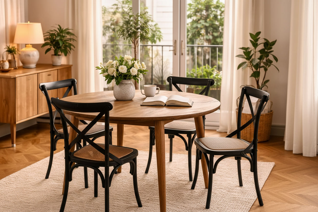 FITAN SOLID OAK ROUND DINING TABLE 120CM NATURAL - MyChocolateWood