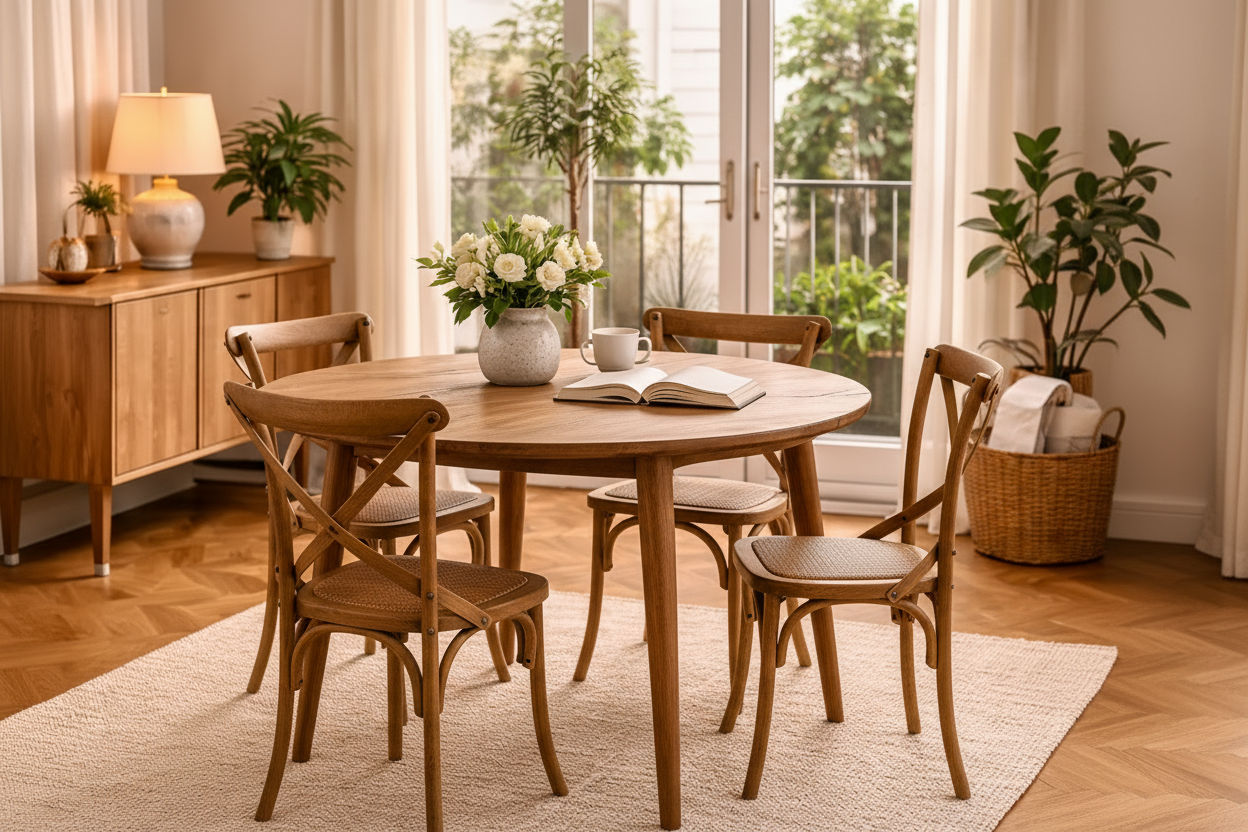FITAN SOLID OAK ROUND DINING TABLE 120CM NATURAL - MyChocolateWood