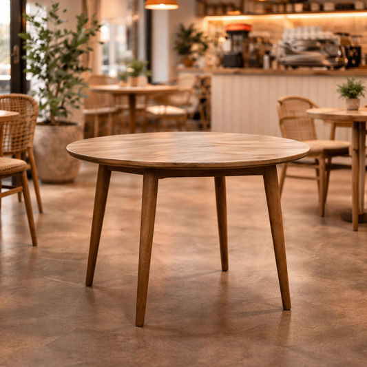 FITAN SOLID OAK ROUND DINING TABLE 120CM NATURAL - MyChocolateWood